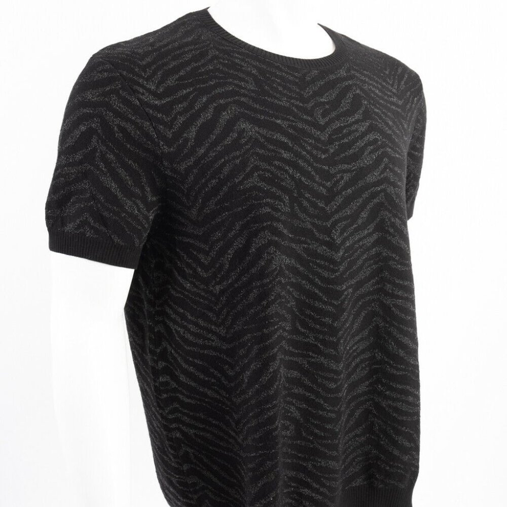 Zara Men Jacquard Sweater T-Shirt XL Black Shimmer_5